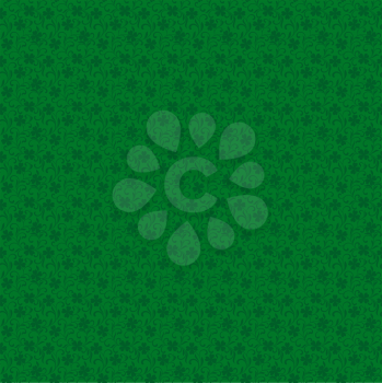 Vector seamless pattern for St.Patrick day. Clover leaves on twisted curved stems on a green background