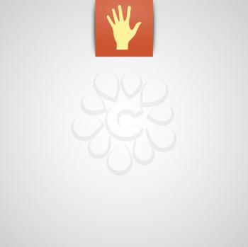 Simple vector gray background with hand icon.