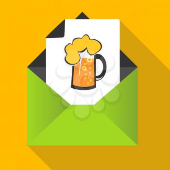 Beer concept with mug on a letter background.