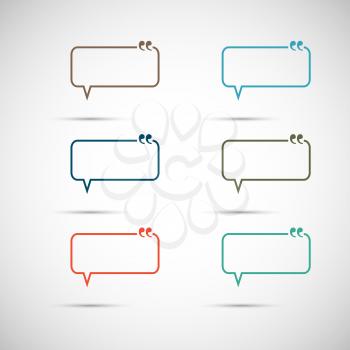 Set of six colorful vector speech bubbles.