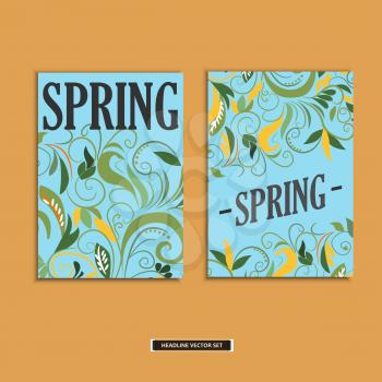 Set of beautiful spring prints for design.