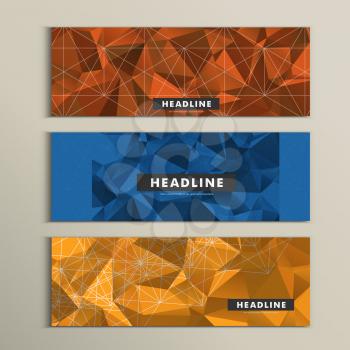 Set of 3 banners with contemporary style polygonal.