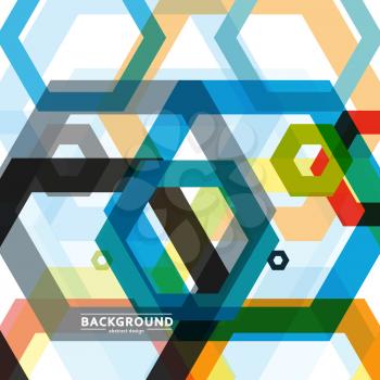 Vector background of large colored hexagons eps.