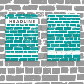 Cover vector book with background color brickwork.