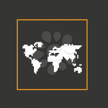Simple style pixel icon continents. Vector design.