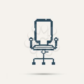 Simple stylish pixel icon chair. Vector design.