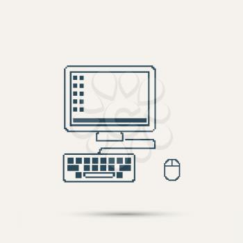 Simple stylish laptop pixel icon. Vector design.