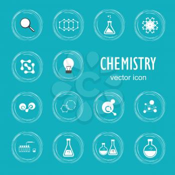 Set vector icons in chemistry.