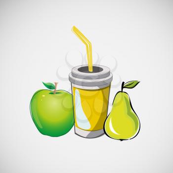 Set of fast food items. Vector drawing.