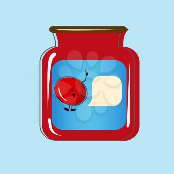 Bank with home canned cherry. Vector design.