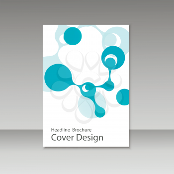 Molecule design brochure template. Science vector background.