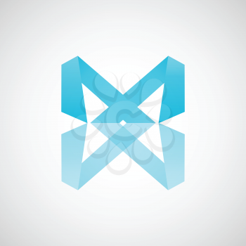 Modern vector blue symbol on a simple background.