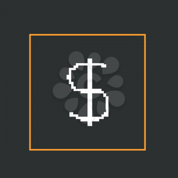 Simple style pixel icon dollar sign. Vector design.