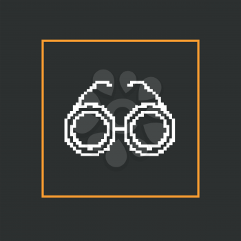 Simple stylish glasses pixel icon. Vector design.