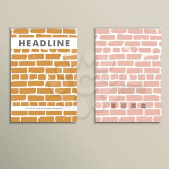 Cover vector book with background color brickwork.