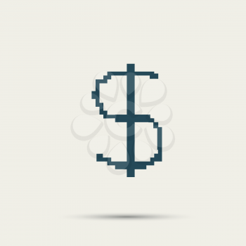 Simple style pixel icon dollar sign. Vector design.