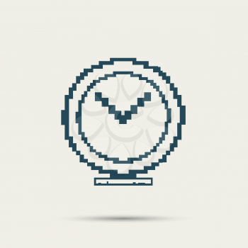Simple stylish pixel clock icon. Vector design.