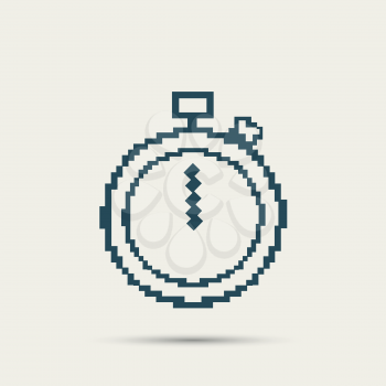 Simple stylish pixel icon stopwatch. Vector design.