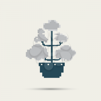 Simple stylish pixel icon flower. Vector design.
