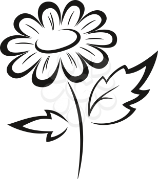 Symbolical Flower Monochrome Black Pictogram Icon Isolated on White Background. Vector