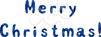Lettering holiday festive greeting Merry Christmas, words with a blue background with snowflakes. Eps10, contains transparencies. Vector
