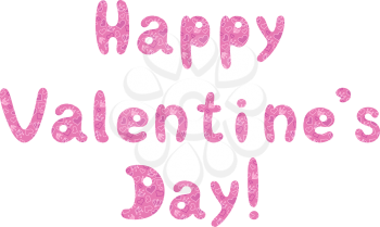 Lettering holiday festive greeting Happy Valentine's Day, words with a pink background with hearts. Vector