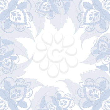Abstract vector background, symbolical blue flowers on a white background