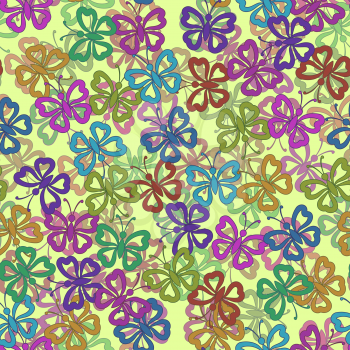 Seamless Background, Tile Pattern of Symbolical Colorful Butterflies. Vector