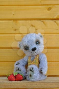 Handmade, the sewed toy: teddy-bear Chupa with strawberry