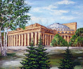 Picture oil paints on a canvas: Opera and ballet theatre, Russia, Novosibirsk