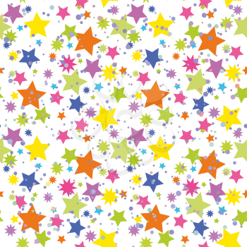 Seamless Abstract Background, Pattern of Colorful Stars. Vector