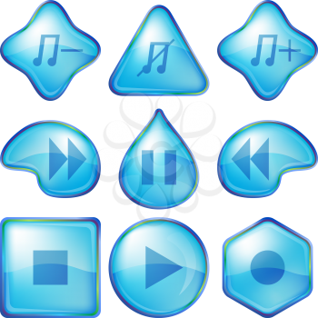 Set vector eps10 various icons, water media player playback buttons