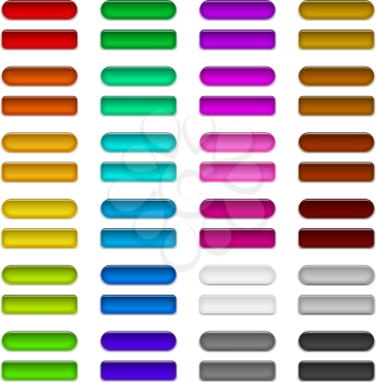 Set of glass buttons, rectangles and ovals, computer icons of different colors for web design. Vector eps10, contains transparencies