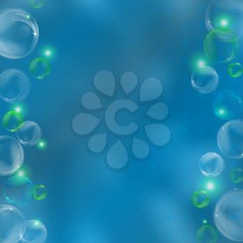 Abstract background, transparent bubbles on the blue, eps10, contains transparencies. Vector