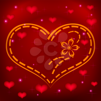 Valentine embroidery heart, beautiful love symbol. eps10, contains transparencies.