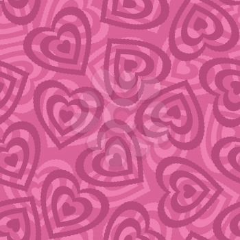 Valentine holiday seamless pattern with pictogram hearts on pink background. Vector