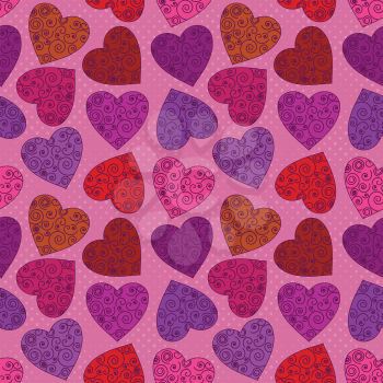 Valentine holiday seamless background with hearts, abstract colorful pattern. Eps10, contains transparencies. Vector