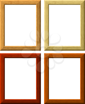 Empty wooden frameworks on a timbered wall. For your images or text. Vector