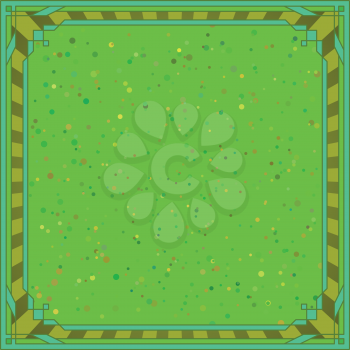 Abstract background with square symmetric frame, green. Vector