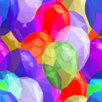 Balloons Low Poly Pattern, Colorful Background. Vector