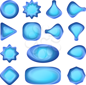 Set of blue icons, buttons different forms, eps10, contains transparencies. Vector