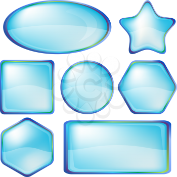 Set blue icons, computer buttons different forms. Eps10, contains transparencies. Vector