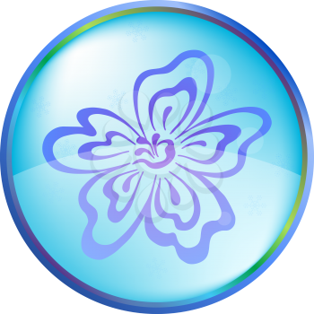 Christmas button icon: winter symbol, snow flower. Vector eps10, contains transparencies