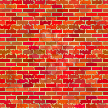 Brick Red and Orange Wall Background. Seamless Abstract Texture for Design. Vector