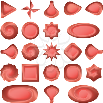Buttons set, red icons of different forms for web design. Vector eps10, contains transparencies