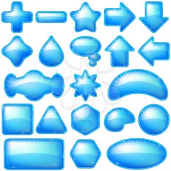 Set blue icons, computer buttons different forms, eps10, contains transparencies. Vector