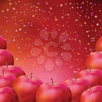 Background with group of red apples, fruit design, eps10, contains transparencies. Vector