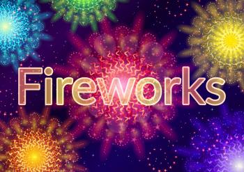 Holiday Background with Various Colorful Fireworks, Sparks and Flashes. Eps10, Contains Transparencies. Vector