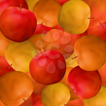 Fruits, red apples. Seamless background. Vector