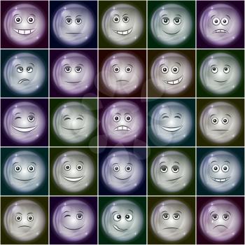 Set of Soap Bubbles Smileys, Symbolizing Various Emotions. Eps10, Contains Transparencies. Vector